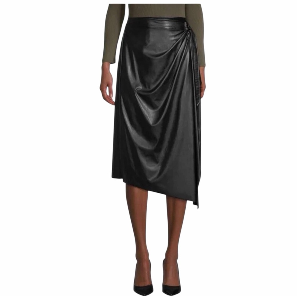 Ramy Brook “Verna” faux leather wrap skirt.